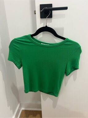 Zara Bright Green Short Sleeve Crop Top